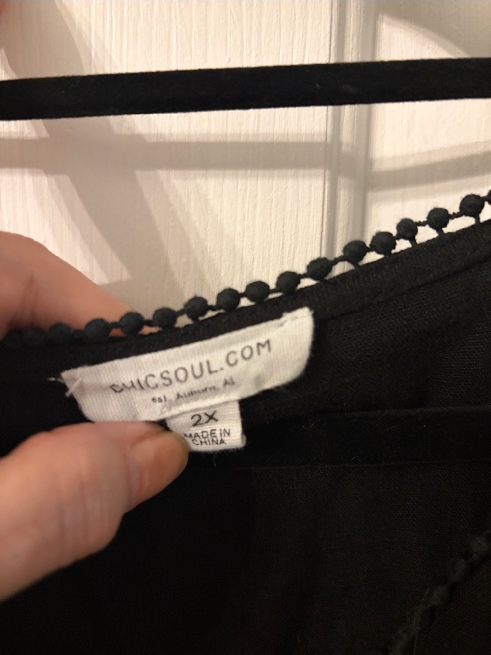 Black Frayed V-Neck Ruffle Sleeve Blouse - Picture 2 of 7